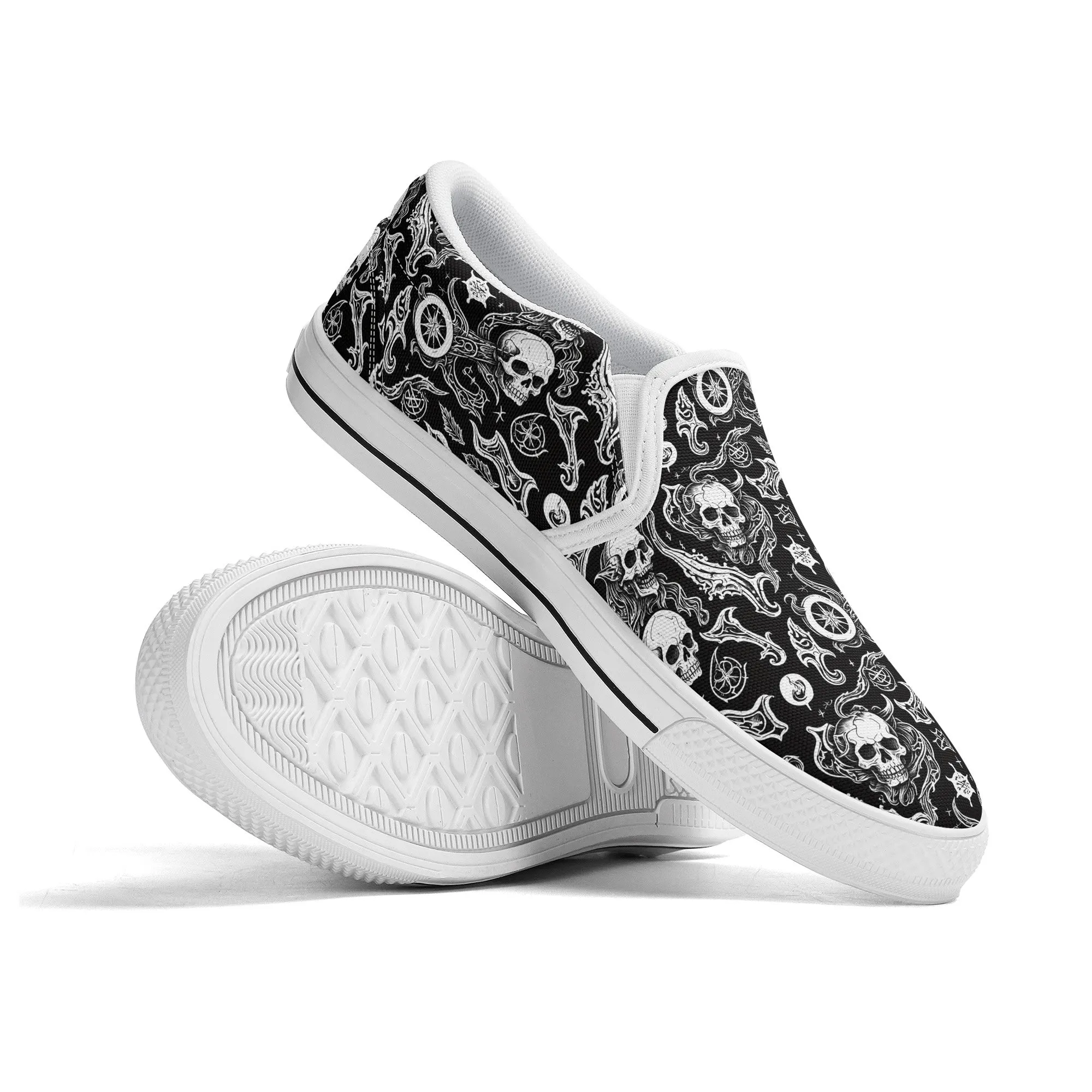 Womens Flying Skulls Rubber Slip On Shoes