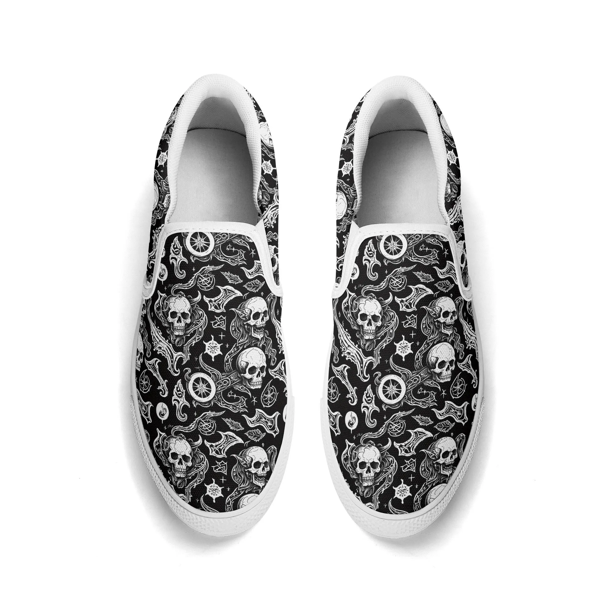 Womens Flying Skulls Rubber Slip On Shoes