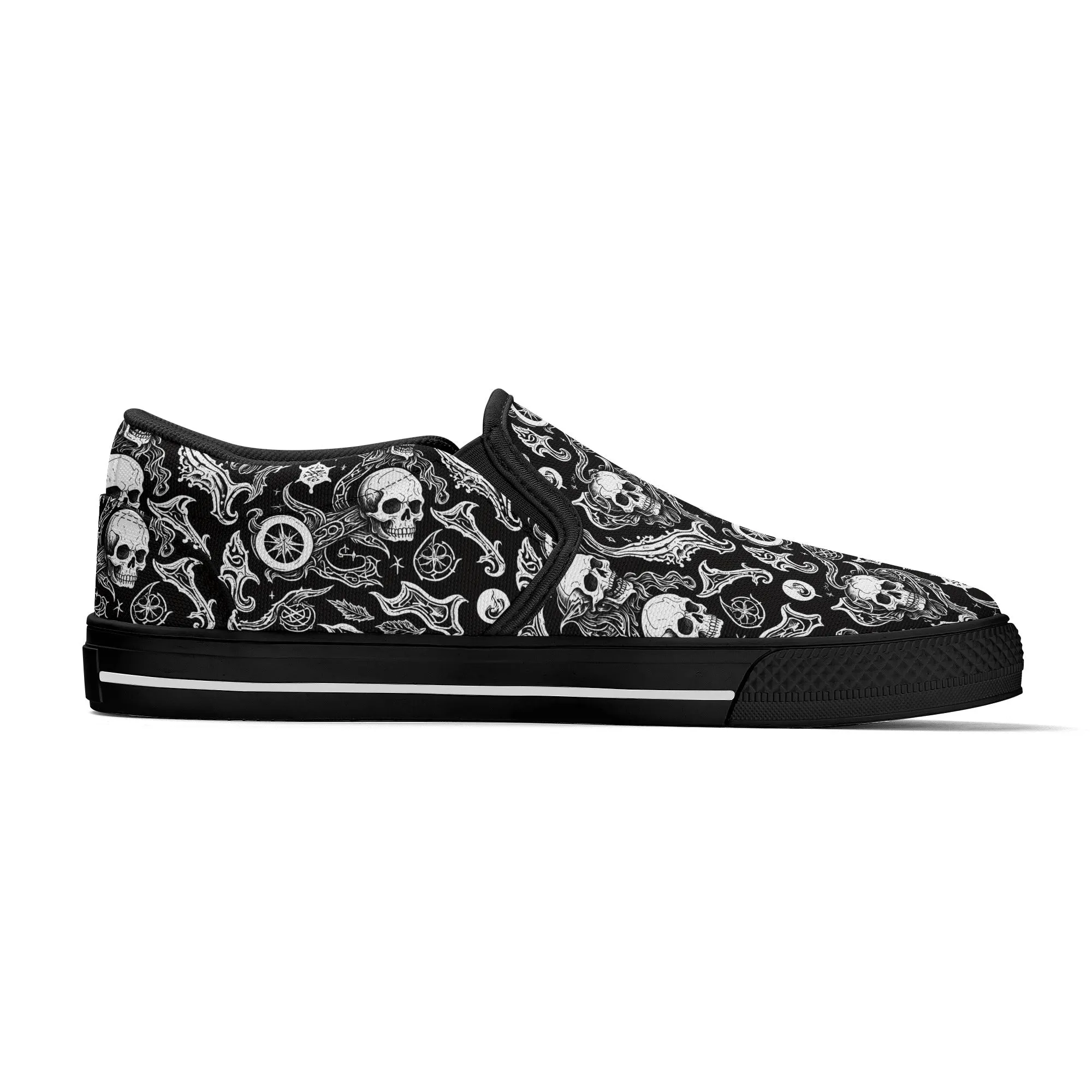 Womens Flying Skulls Rubber Slip On Shoes