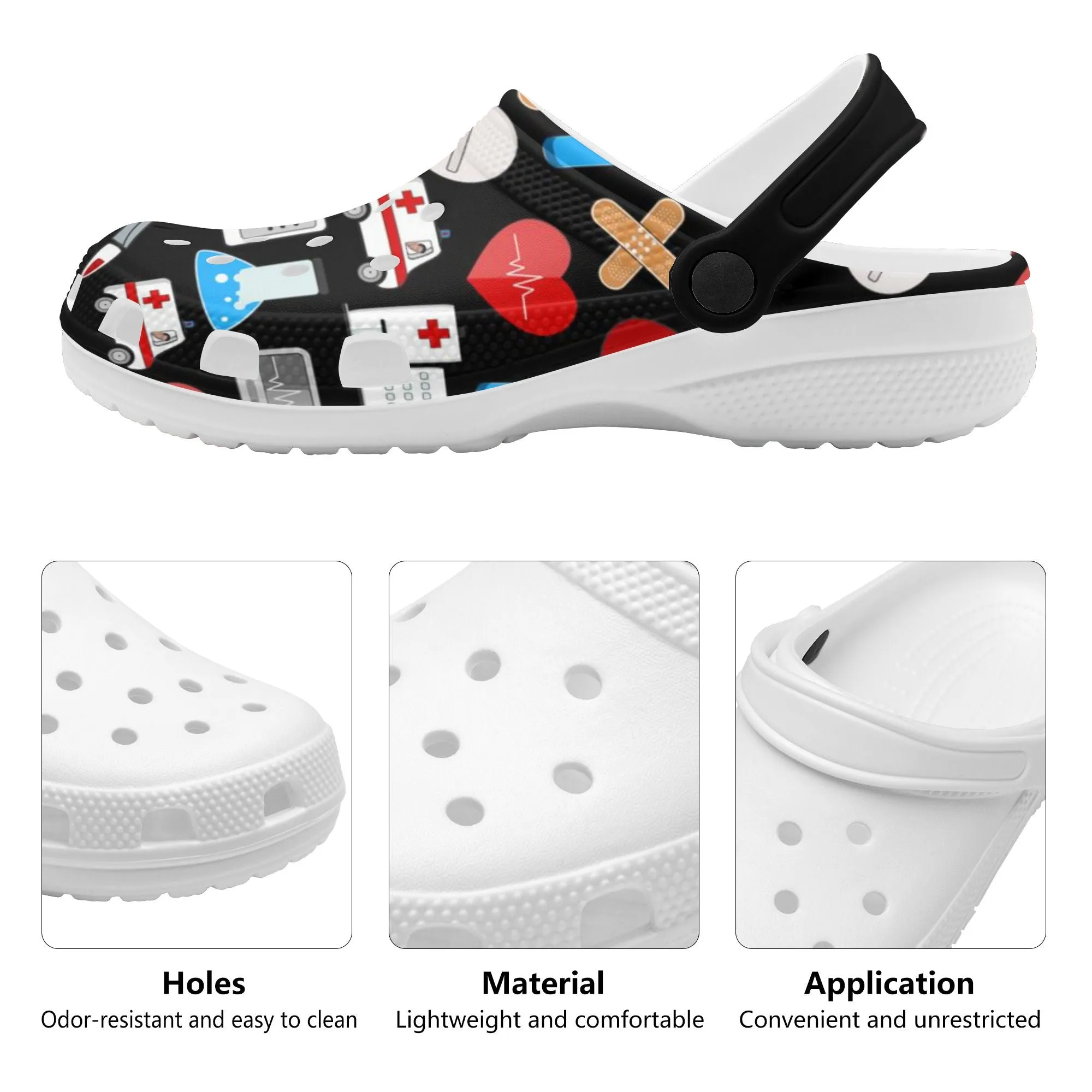 Womens Medical Emoji Clogs aka Mules aka Slides