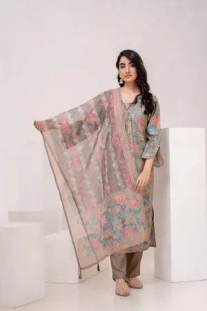 Women's Mint Green Muslin Kurta Pant and Dupatta Set