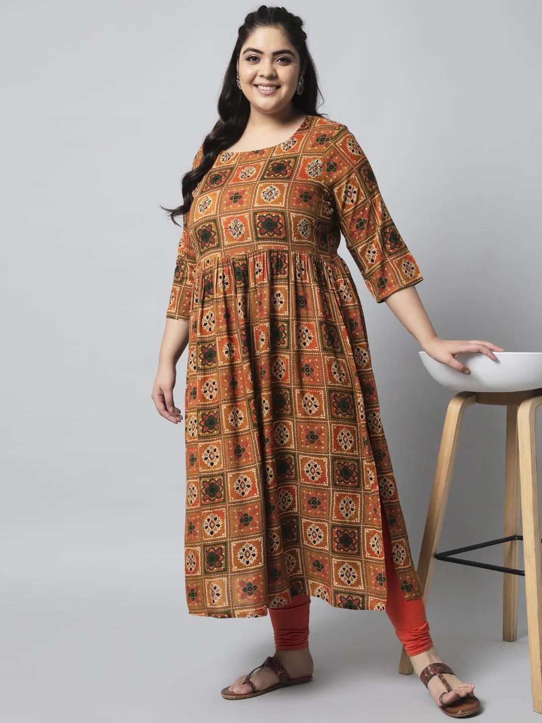 Women's Mustard Rayon Nyara Cut A-Line Kurta