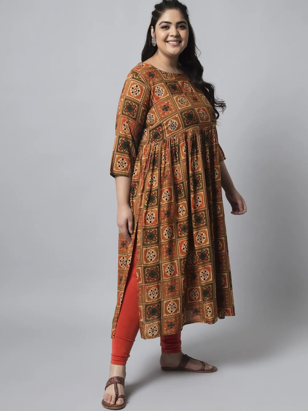 Women's Mustard Rayon Nyara Cut A-Line Kurta