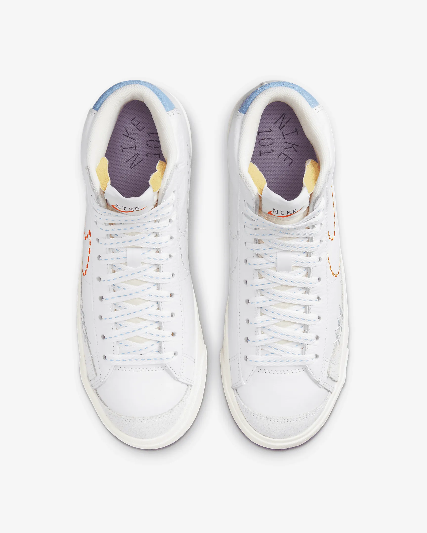 WOMEN'S NIKE BLAZER MID '77 WHITE/SAFETY ORANGE-LILAC-GREEN GLOW DX2350-100