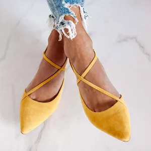 Women's Pointed Toe Cross Buckle Chunky Heel Sandals 85129058C