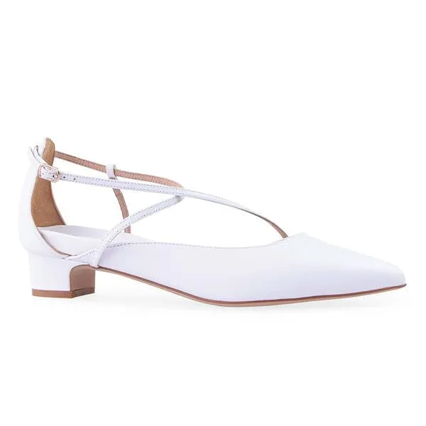 Women's Pointed Toe Cross Buckle Chunky Heel Sandals 85129058C