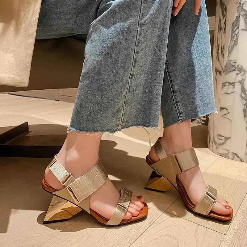 Women's Sandals Shoes - Gladiator High Heels, Leather Office Design - TSS166