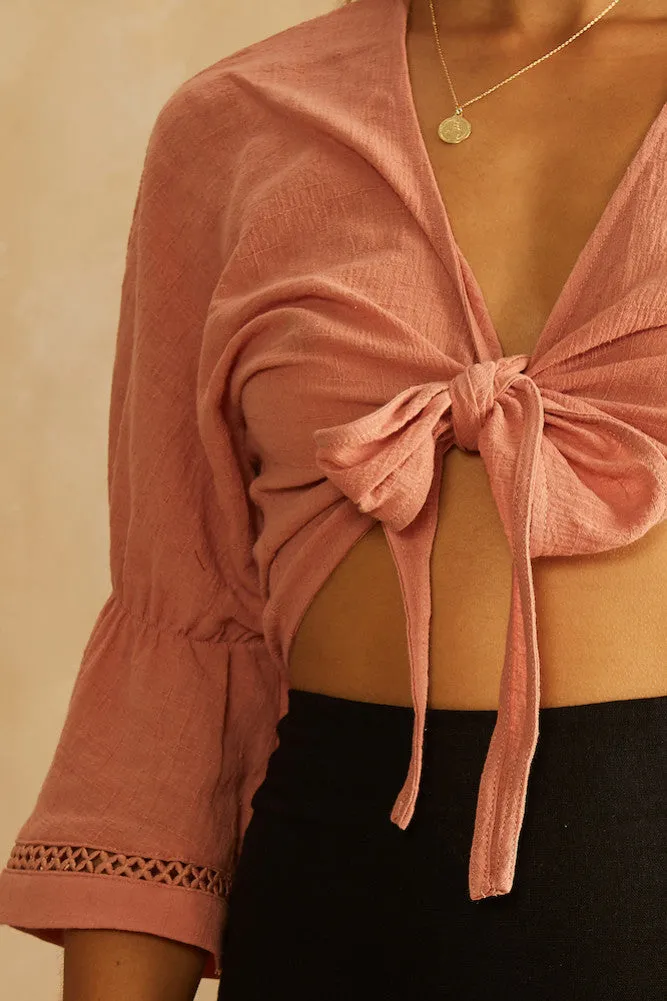 Worry No More Crop Top Rose