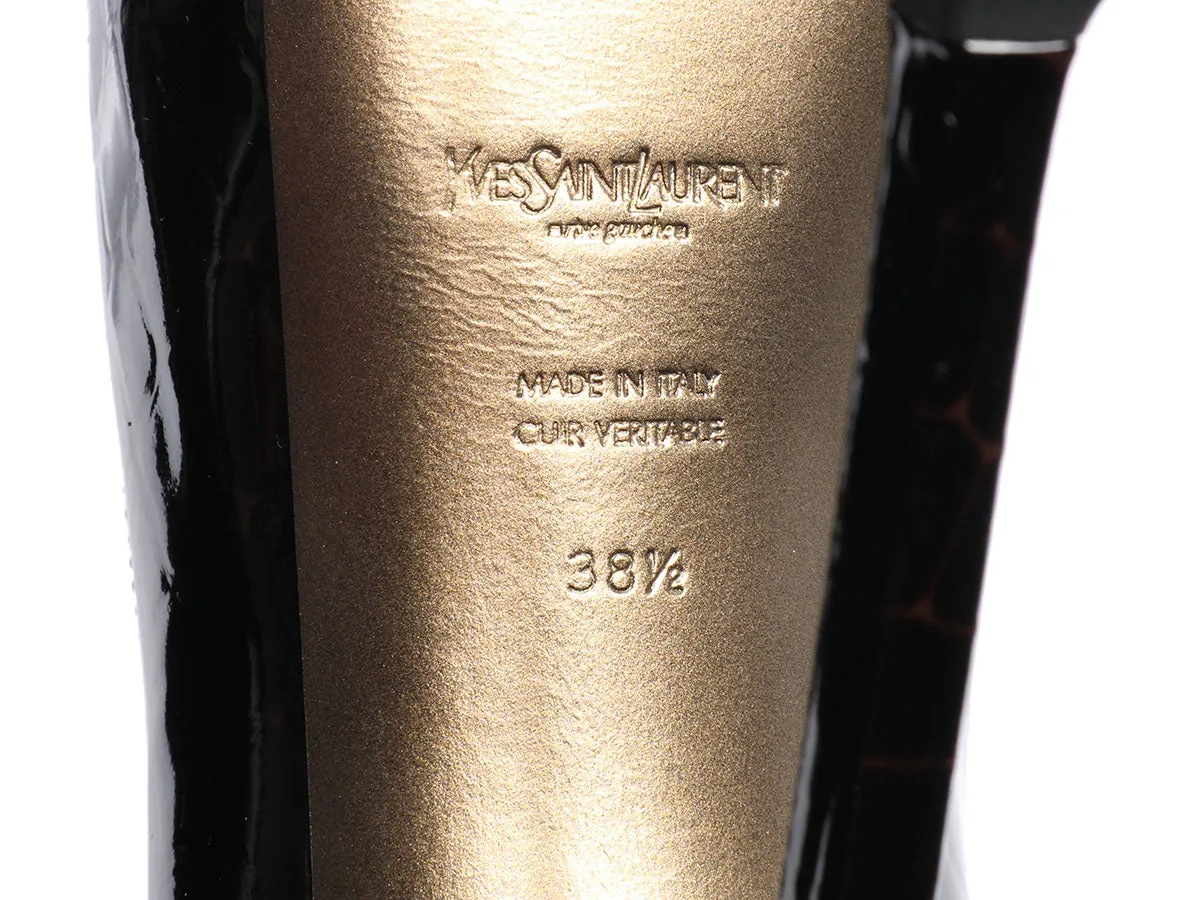 YSL Black and Beige Croco Chess Vernis Tribtoo 105