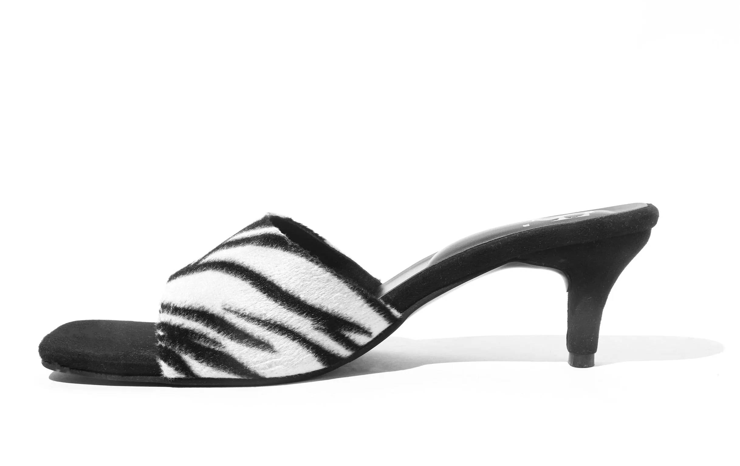 Zebra Print Kitten Mules